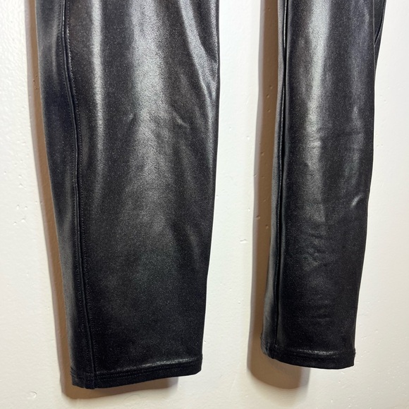SPANX Faux Leather Leggings Black Size L High Rise Stretch - Picture 4 of 14